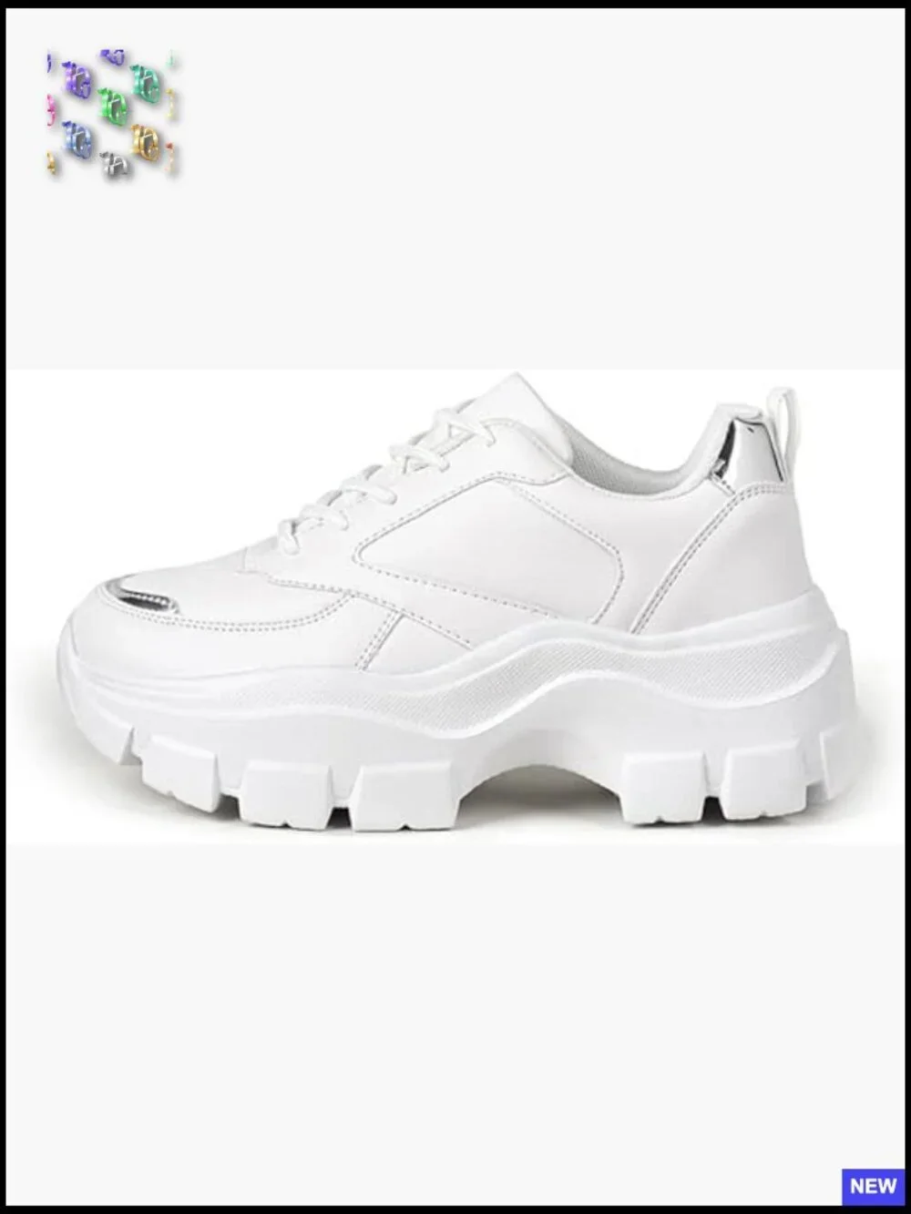 Chunky Platform Sneakers Hologram Lace-Up Casual Fashion Walking Sport Shoes